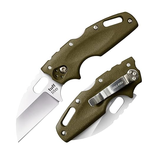 COLD STEEL Tuff Lite 2.5 AUS8A Sheepsfoot Razor-Sharp Plain Blade 3.5 Griv-Ex OD Green Handle Pocket Folding Knife Blister Pack