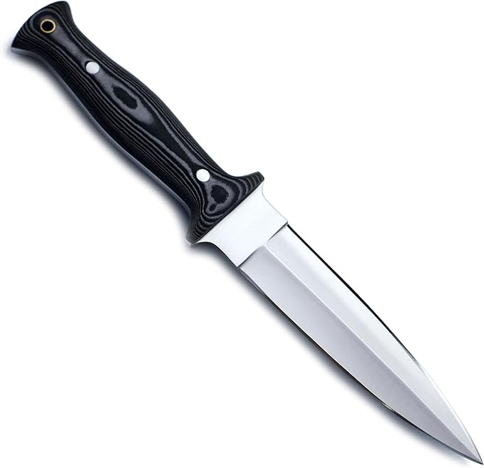 GCS Handmade Hunting Knife Full Tang Black Micarta Handle D2 Steel with Cowhide Right and Left Leather Sheath for Hunting Camping Bushcraft and EDC (GCS-165)