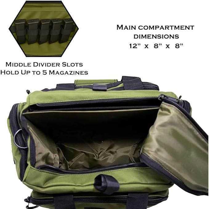 Exos Tactical Range Bag - Medium Size Range Bag for Shooting - Gun Case for Handguns Ammo Storage Tactical Backpack Molle Webbing Free Subdued USA Patch