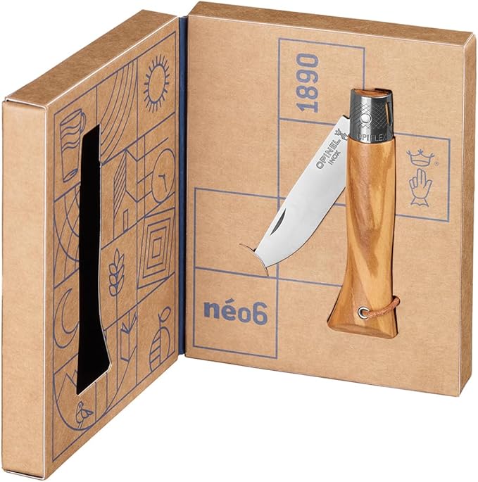 OPINEL NEO6 Folding Non-Locking Pocket Knife OPIFLEX Intuitive Design EDC Folder Wood Handles 2.75 in. Blade (Olive)