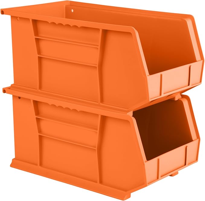 Hudson Exchange 15 x 8 x 7 Plastic Stackable Storage Bin and Hanging Container Orange