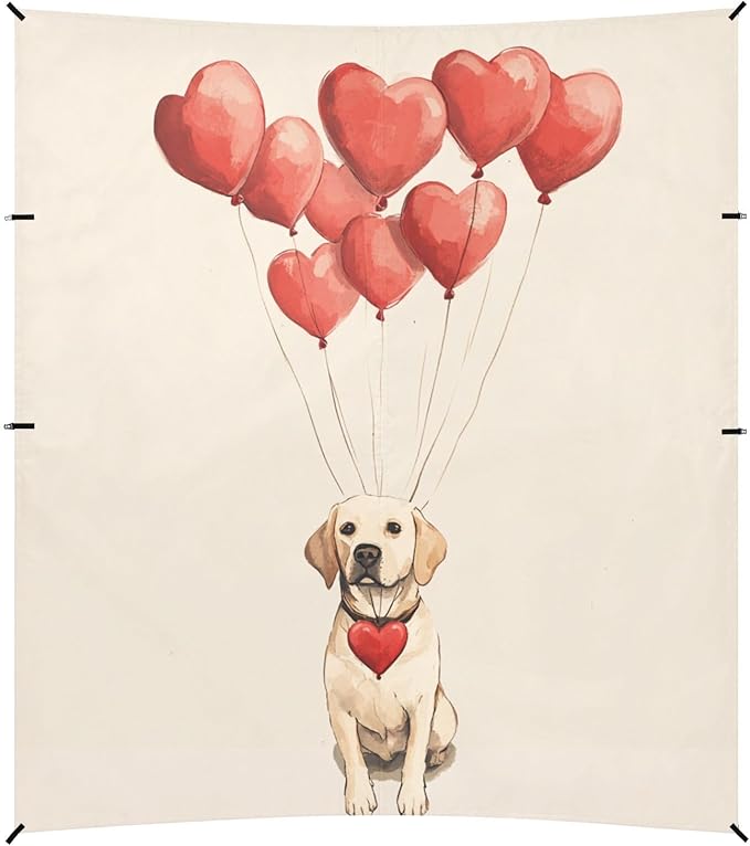 ALAZA Labrador Floating Heart Balloons Beach Tent Sun Shelter Portable Canopy Sunshade for Outdoor Camping Picnics Backyard Fun 10x9 ft