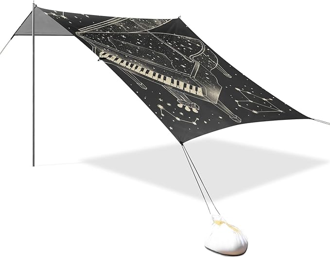 ALAZA Piano Star Constellations Beach Tent Sun Shelter Portable Canopy Sunshade for Outdoor Camping Picnics Backyard Fun 10x9 ft