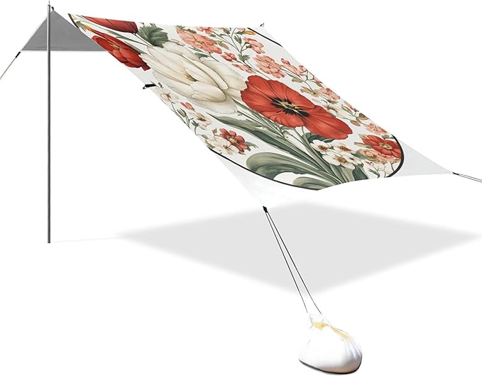 Flowers Flower Dianthus Rose Beach Tent &amp Canopy UPF50 Easy Setup Portable Sun Shelter with Sandbags &amp Sand Shovel for Camping Fishing Backyard Fun