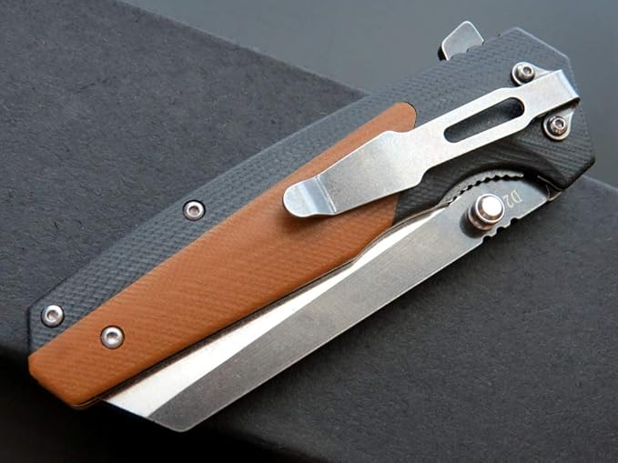 Eafengrow EF68 Folding Knife D2 Blade and G10 Handle with Clip Ball Bearing Everyday Carry Tool for Outdoor Rescue Survival (EF68-brown)