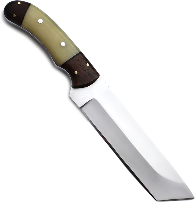 GCS Handmade Camel Bone Full Tang Handle D2 Tool Steel Blade for Hunting Camping and EDC Knife with Leather Sheath - GCS 1