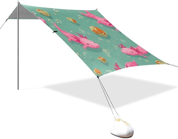 ALAZA Salamander Conch Pattern Beach Tent Sun Shelter Portable Canopy Sunshade for Outdoor Camping Picnics Backyard Fun 10x9 ft