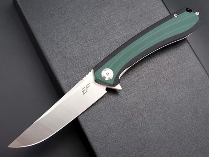 Eafengrow EF947 EDC D2 Folding Knife G10 Handle Ball Bearing Folder with Locking Liner EDC Flipper Knife with Pocket Camping Tactical Hiking Survival Outdoor tool(GREEN)