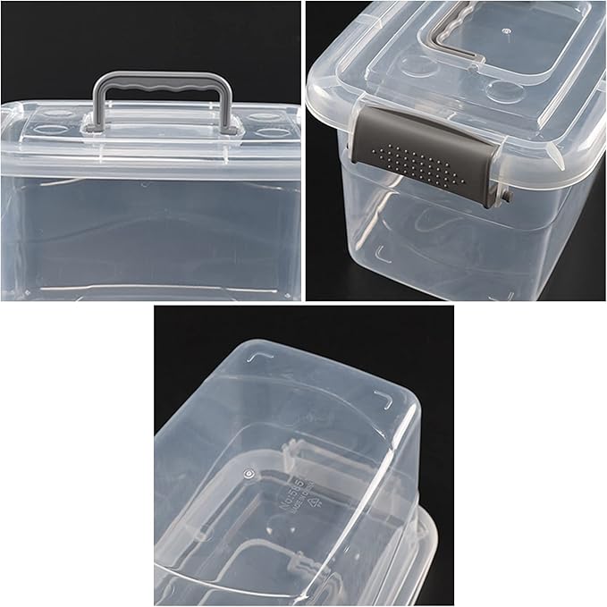 6 Packs 5 Quart Clear Storage Bin Latching Container Box with Handle