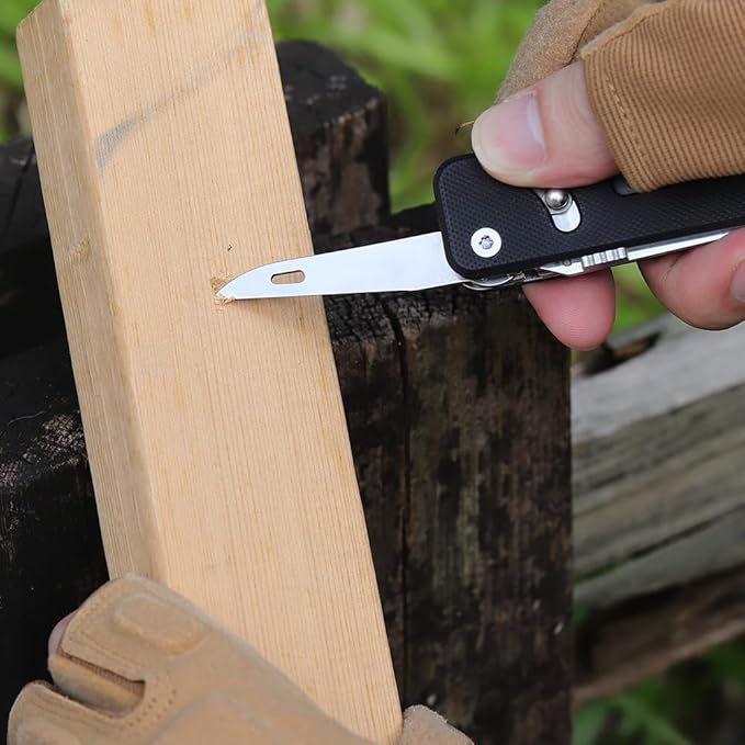 ROXON S503G 9 in 1 Mini Multi Tool EDC Pocket Knife Multitool with G10 HandleScissorsScrewdriverThreaderAwl Flat ScrewdriverRulerTweezers for Outdoors Fishing CampingGifts for Men