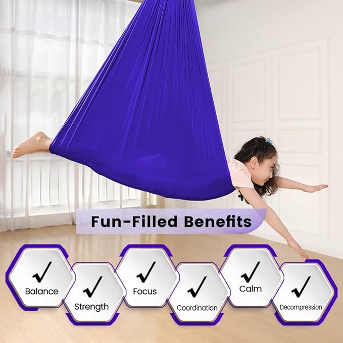 Kids Therapy Swing with Special Needs Snuggle Swing Cuddle Hammock Indoor Adjustable Aerial Yoga for Children with Autism ADHD Asperger Sensory Integration (Hardware Included)