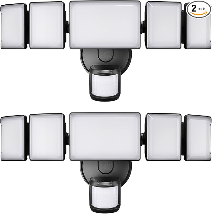 Olafus 130W Motion Sensor Outdoor Lights 13000LM 2 Pack Motion Sensor Flood Light Dusk to Dawn Outdoor Lighting IP65 Waterproof Motion Detector Lights for Outside Black