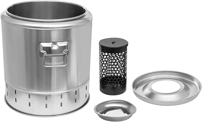 Portable Smokeless Barbecue Charcoal Barrel GrillStainless Steel Surround Charcoal Kebab Grill with 20 Skewers And Bbq 2-In-1 Design for PicnicsCampingTraveling Parties BeachesGardens and More