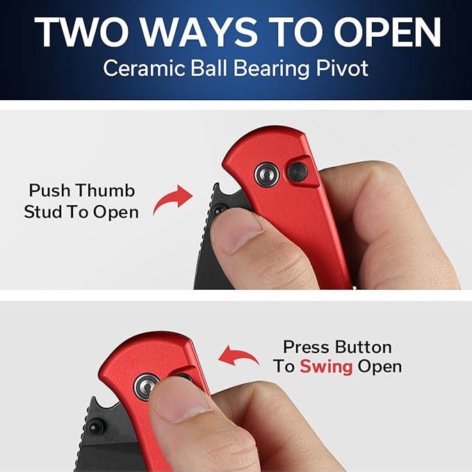 CIVIVI Pocket Folding Knife- Qubit Button Lock Utility Knife with Thumb Stud Opener for EDC 2.98 14C28N Blade Aluminum Handle Gift for Men Women C22030E-2