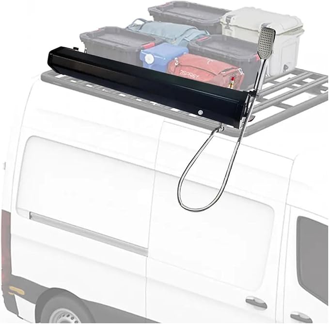 Portable Camping Shower Roof Rack Mount Road Shower18l(4.7gallon)/20l(5.2gallon)/30l(7.9gallon) Off Road Travel Shower with Hose Shower Head Bag Water Tank for VehiclesTrucksSuv20L(5.2gallon)