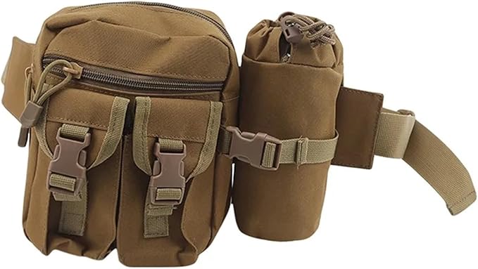 Waterproof Nylon Fanny Pack Men Tactical Military Army Waist Bag Hiking Outdoor Camping Shoulder Bum Belt Bum Sport Chest Bags(Mud color)