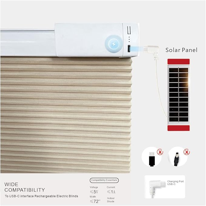 1pcs Solar Panel 1.3W5.5V Suitable for Electric Blinds Smart Blinds USB-C Plug Mobile Solar Power Generation Installed on Window Solar Power Panel