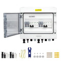 2 in 2 Out Solar Combiner BoxPV Combiner Box with 20A PV FuseDC 20A Circuit Breaker and Surge ProtectorIP65 Solar Disconnect Switch Box for Indoor Outdoor Solar Panel System (2 in 2 Out 20A 1000V)