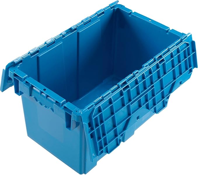 Global Industrial Distribution Container With Hinged Lid 22-3/8x13x13 Blue