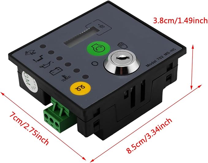 Generator Controller Board Panel 702 MS-HC with Keys Manual Start Engine Monitoring Low Oil Pressure High Temperature Alarm