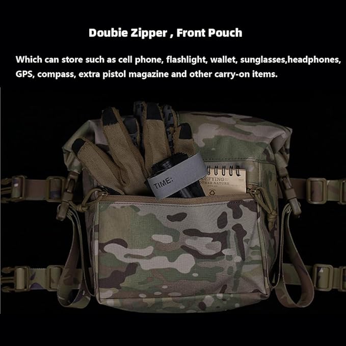 Tactical Expansion Pack Chest BagLarge Capacity MOLLE Admin Pouch Utility Chest Pouch for Placard Split Chest Rig