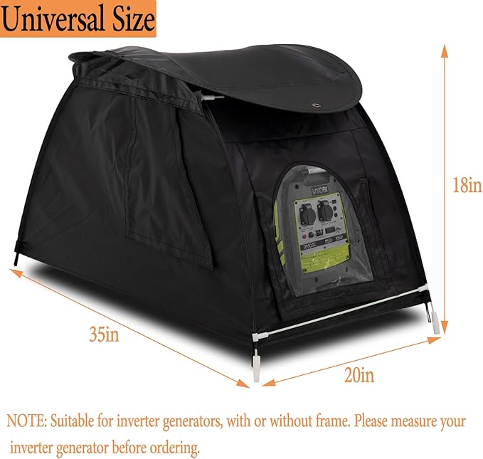 Small Inverter Generator Cover While Running Portable Waterproof Generator Shed CoverOutdoor Generator Tent Cover for Rain Fit Most 1000-5500 Watt Inverter Generators Black