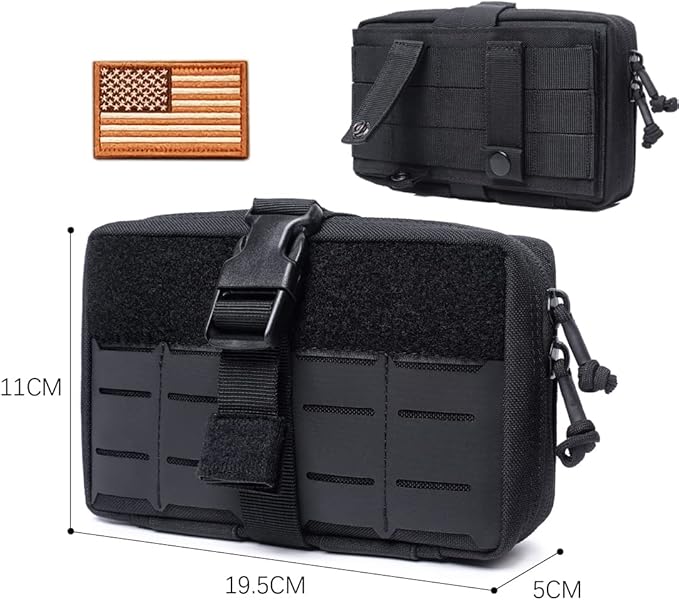 Tactical Multi-Purpose Molle Admin Pouch EDC Pouch Military Waist Belt Modular Utility Tools Bag Organizer First Aid Pouch Laser-Cut Style Molle Attachment Ready…