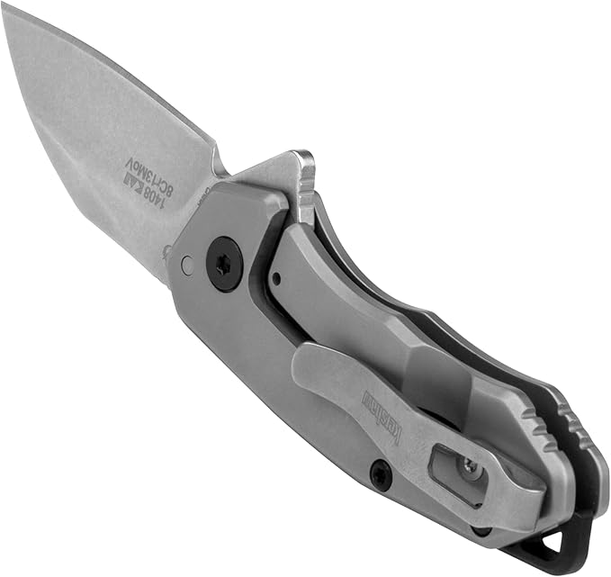Kershaw Rate Folding Pocket Knife Small Everyday Carry Knife with Assisted Opening 8Cr13MoV Stainless Steel Blade Pocketclip and Lanyard HoleGrey