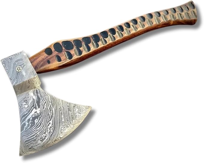 Damascus Steel Axe with Leather Sheath