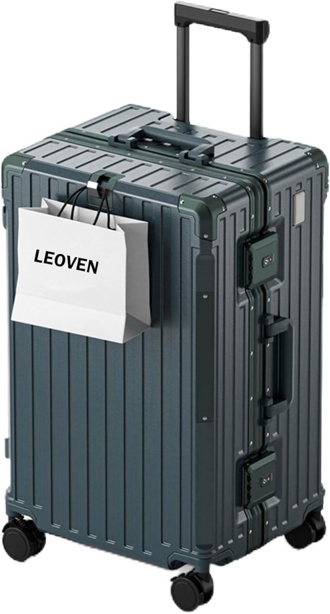LEOVEN Hardside Luggage LS-0683 PC Hard Shell Suitcase with Cup Holder USB Type-C 3:7 Ratio Large Capacity Aluminium Frame TSA Customs Lock 360° Double Wheels with Brake and Shock Absorber