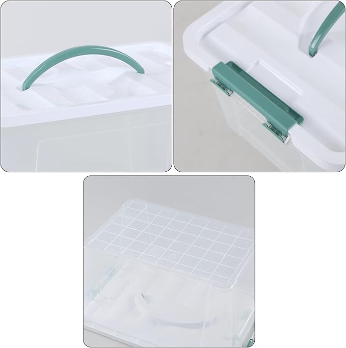 2-packs Latch Storage Boxes with Handle 7 Quart &amp 14 Quart Clear plastic Container Tote