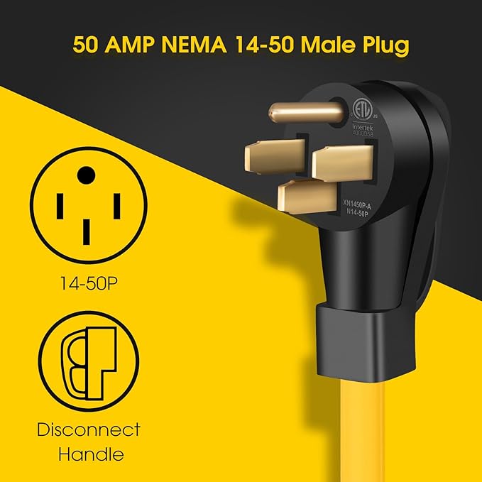 Generator Transfer Switch Adapter Cord 14-50P Male to L14-30R Female 50 Amp to 4 Prong Generator Plug Adapter Generator to House Adapter Cord 50Amp STW 10 AWG(1.5FT)