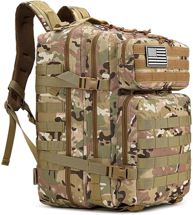 Tactical Backpack for Men Large Military Style Hiking Backpack with MOLLE System Travel Camping Bag for Trekking (CP)