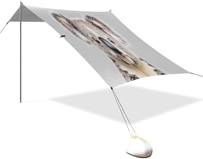 Koala Portrait Beach Tent Sun Shelter Set UPF50+ UV Protection 10.5 x 9.19 FT Camping Shade Canopy with Sandbags Sand Anchors Carrying Bag and Others
