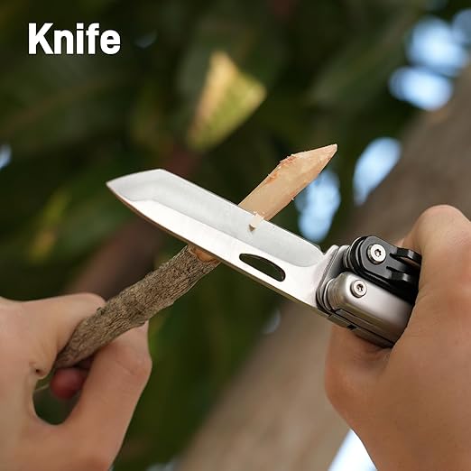 Teslong 5 in-1 EDC Multitool Knife Scissors with Screwdrivers Detachable Design 440A Stainless Pocket Knife Window Breaker Tactical Gear for Camping Surviving Hiking Gift for Men Dad