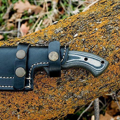Forseti Steel Ironside Damascus Steel Tracker – 9.75” Survival Knife – Viking-Inspired Micarta Handle and Raindrop Damascus Pattern