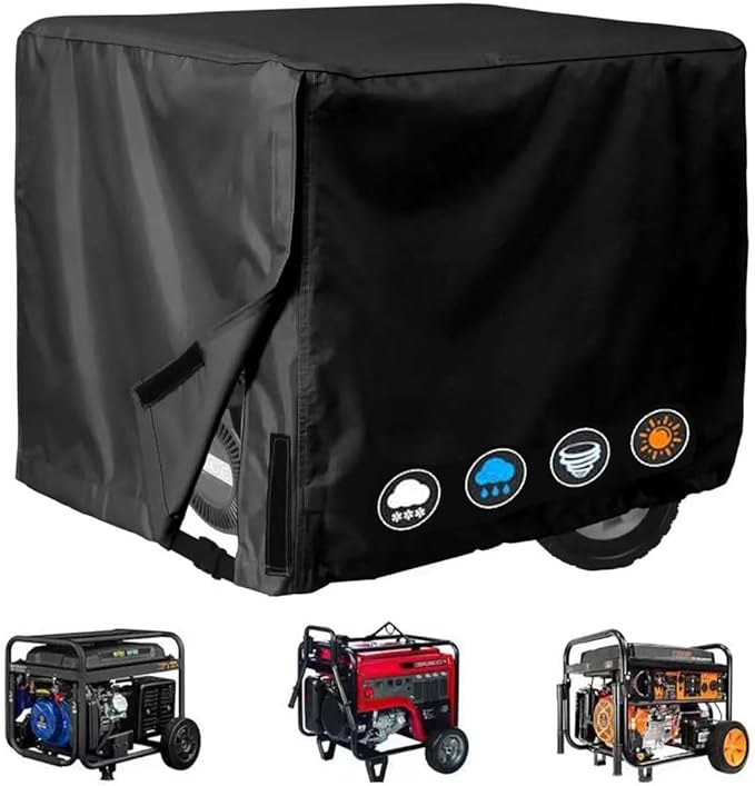 Generator Cover for Champion Power Equipment 9375/7500 9375W-7500W 420D Heavy Duty Watertight Outdoor Portable Generator Cover Windproof All Weather ProtectionBlack