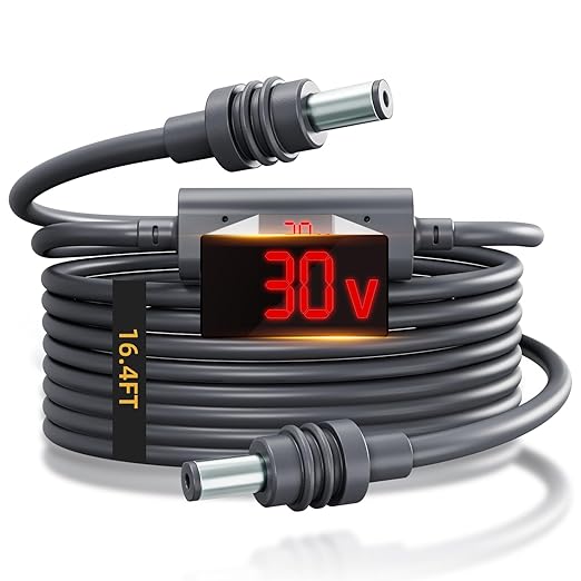 Starlink Mini DC Power Cable – 18AWG Heavy-Duty Tinned Copper Wire with Voltage &amp Current Monitor for Fast Troubleshooting Waterproof Extension Accessories for Home RV &amp Camping (5/16.4ft)