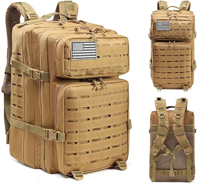Outdoor Sports Pack Hiking Bag Tactical Rucksack Camo Knapsack Combat Camouflage Tactical 47L Molle Backpack - Purple
