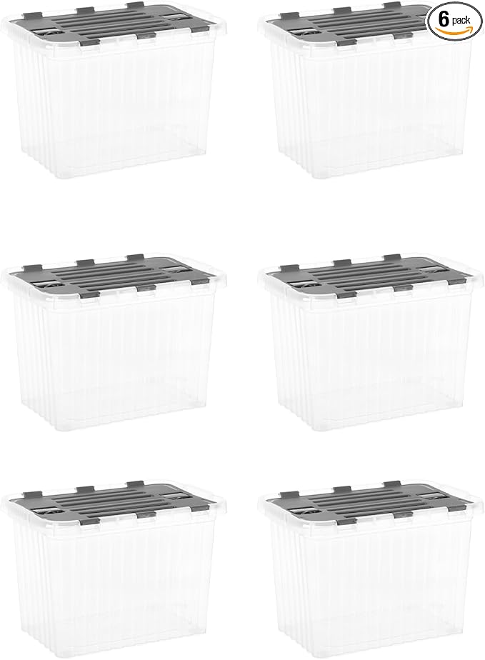 Superio 6-Pack Clear Storage Bins with Lids (15x10x10.25) - Stackable Plastic Containers BPA-Free Odor-Free Home/Office/Dorm Organizers 17 Quart