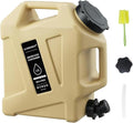 3.2 Gallon Water Jug12L Portable Water Container with Spigot Cleaning Brush Detachable Hose &amp Extra Lid Dual Handles Design BPA-Free Camping Hydration Canteen Outdoor Tank Storage PE - Khaki