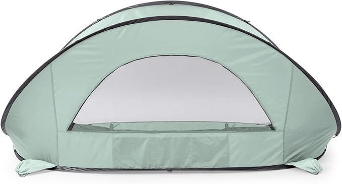 Picnic TIME Manta Portable Beach Tent Fully-Assembled Pop Up Tent Beach Shade and Sun Shelter Instant Outdoor Shade with Carrying Bag for Outdoors and UPF50+ UV Protection (Light Green)