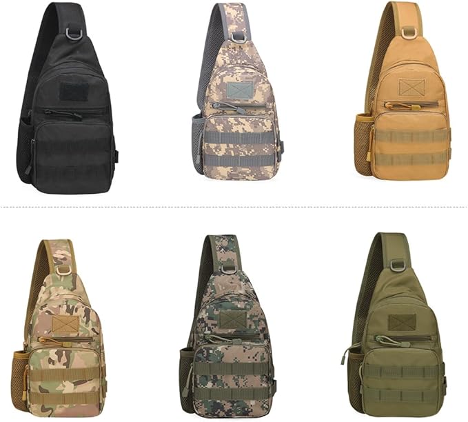 Outdoor Tactical Bag Backpack Military Sport Bag Pack Sling Shoulder Backpack Water bottle hanging bag (Mud Color)