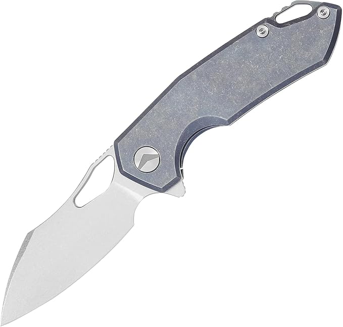 Folding Knife Pocket Knife EDC Knife with Clip Survival Knife Camping Knife - M390 Steel Titanium Handle - Outdoor Camping Survival Hunting Knife with Sheath (Blue)
