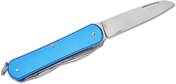 Fox Knives Vulpis FX-VP130-SF5 Slipjoint EDC Pocket Knife 5-in-1 Multitool - 2.17in Blade Hacksaw Bottle Opener Can Opener Scissors Flat Head Screwdriver - Every Day Carry (Sky Blue)