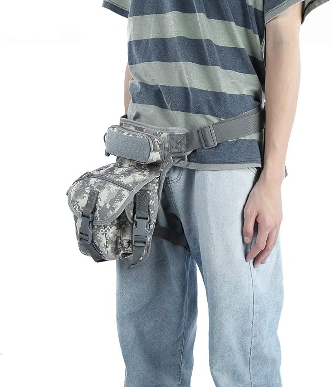Weatherproof Reporter Pouch Leg Bag | 900D Oxford Cloth Drop Leg Bag for Photography/Travel/Outdoor | Tear &amp Sturdy with Quick Access Pockets (ACU (spot) One Size)