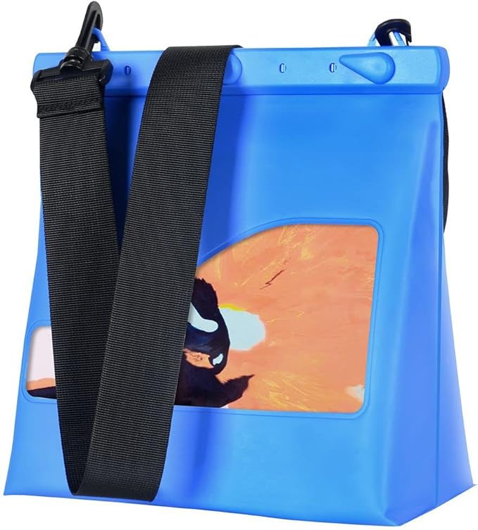 PINHEN Waterproof Pvc Swimming Bag with Shoulder Strap for Beach Travel Combo Bag Scuba Snorkeling Diving Riving Trekking Storage Pouch Large Capacity Lightweight Bag (Blue)