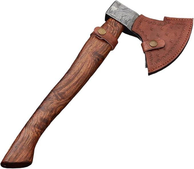 Damascus Camping Hatchet Axe - The Perfect Outdoor Survival Axe for Adventure Seekers!