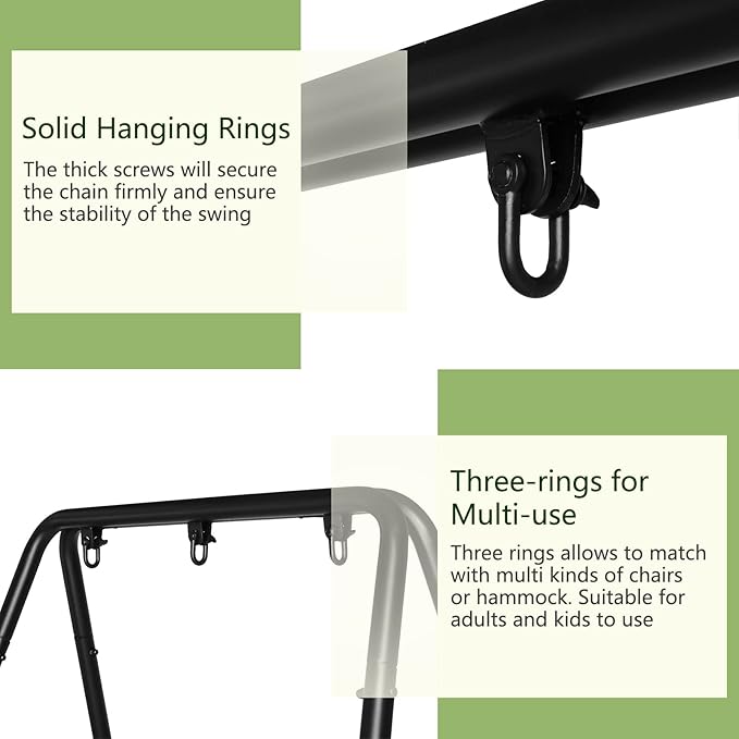 Hammock Chair StandMulti-Use Metal Swing Stand FrameHeavy-Duty Hammock Stand Only for Outdoor Indoor Porch Backyard200kg CapacitySwing Chair not IncludeEasy to Assemble (Black)