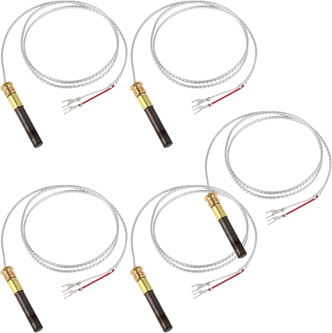 5 PCS 750mV Thermopile Generator 24 in Aluminum Foil Thermocouple for Gas Heaters Fireplaces Gas Water Heaters Fryers High-Temperature Resistance